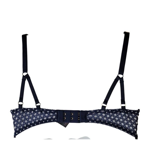 Victoria's Secret Push Up Bra Blue Navy 34C Padded Underwire Strappy Very Sexy - Picture 6 of 12